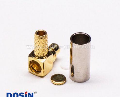 MMCX接頭彎式公頭鍍金壓接式接同軸線纜