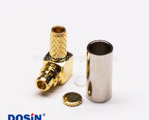 MMCX接頭彎式公頭鍍金壓接式接同軸線纜