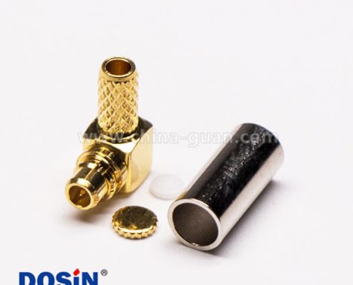 MMCX接頭彎式公頭鍍金壓接式接同軸線纜