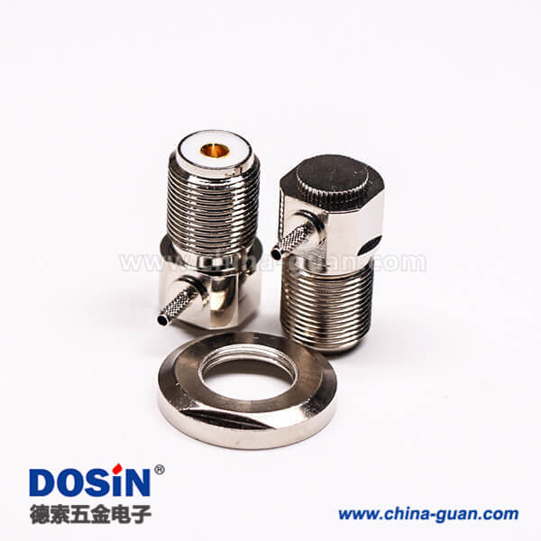 uhf接頭彎式母頭金針前鎖穿墻板端連接器