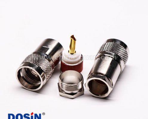 uhf公頭連接器同軸線纜螺母鎖緊滾花紋針鍍金