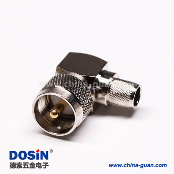 uhf彎式接頭公頭壓接式金針帶滾花紋接線
