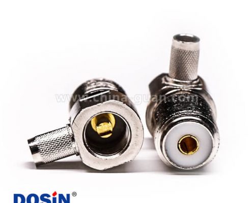 uhf 連接器前穿墻彎式壓接母頭接線