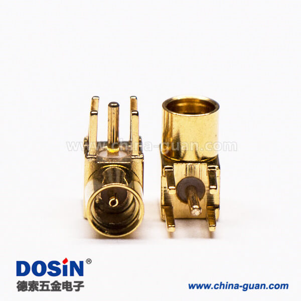 2-4 MMCX接口母頭彎式90度插孔接PCB板