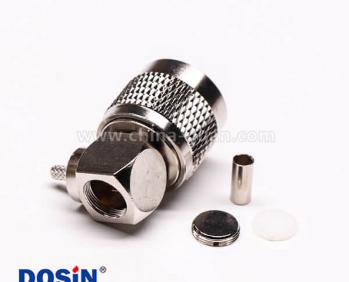 uhf公頭連接器壓接直角帶滾花紋接線