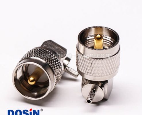 uhf公頭連接器壓接直角帶滾花紋接線