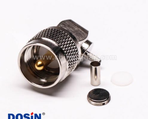 uhf公頭連接器壓接直角帶滾花紋接線