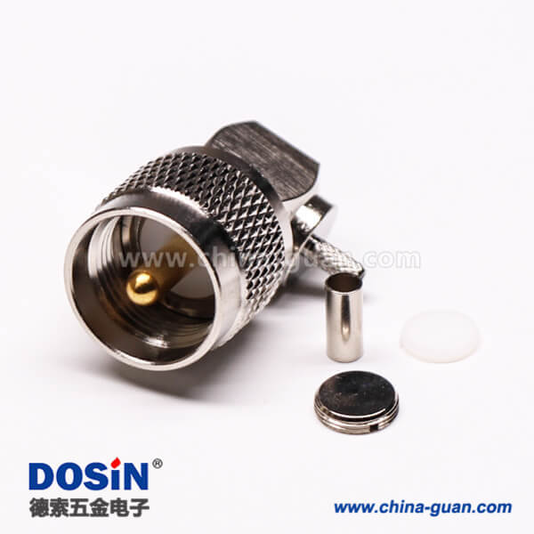uhf公頭連接器壓接直角帶滾花紋接線