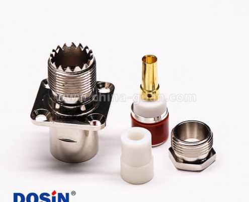 uhf型連接器母頭直式板端四孔法蘭安裝