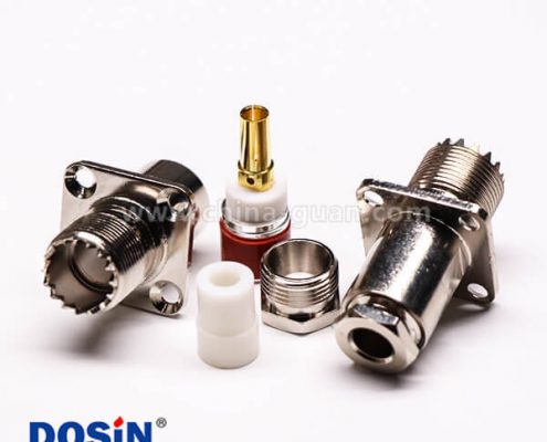 uhf型連接器母頭直式板端四孔法蘭安裝