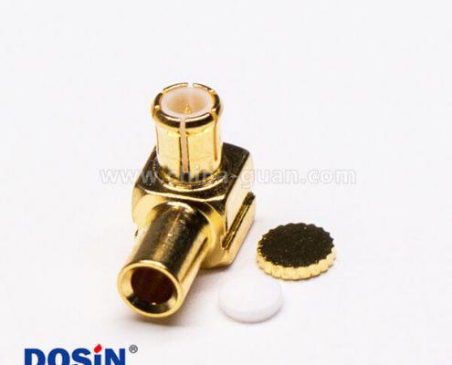 MCX彎公頭90度鍍金同軸電纜焊接式連接器