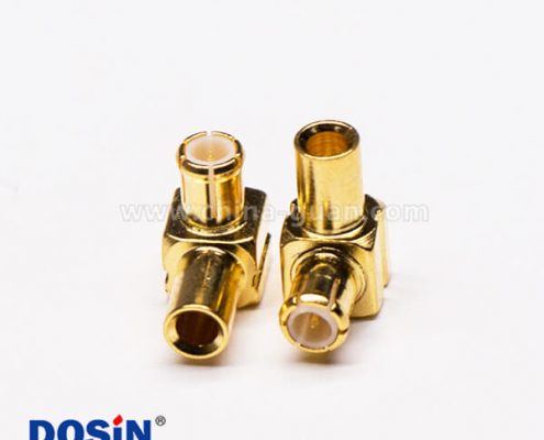 MCX彎公頭90度鍍金同軸電纜焊接式連接器