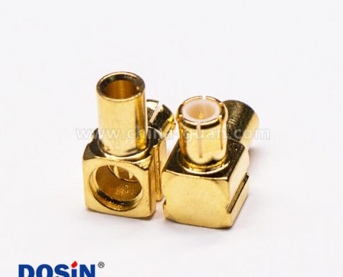 MCX彎公頭90度鍍金同軸電纜焊接式連接器