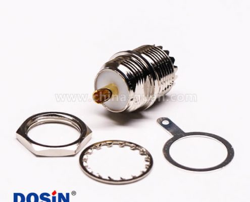 uhf射頻連接器直式母頭前鎖穿墻接面板