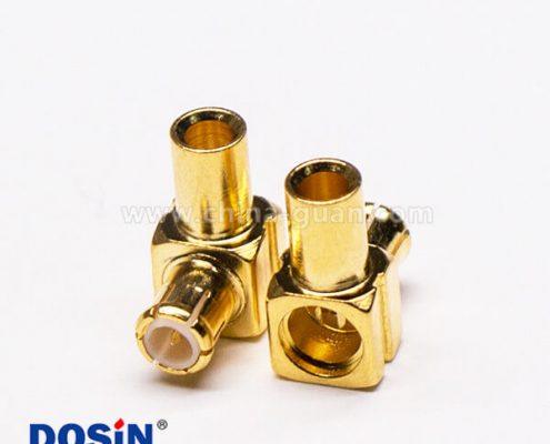 MCX彎公頭90度鍍金同軸電纜焊接式連接器