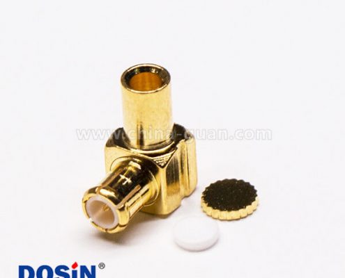 MCX彎公頭90度鍍金同軸電纜焊接式連接器