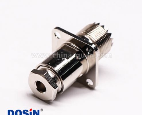 uhf接頭母頭四孔法蘭螺母鎖緊式板端連接器