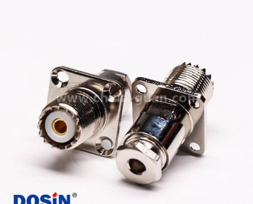 uhf接頭母頭四孔法蘭螺母鎖緊式板端連接器