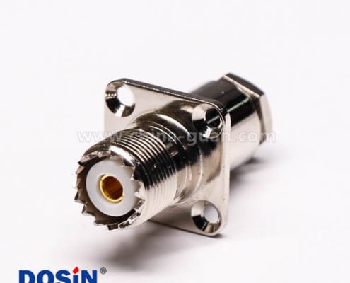 uhf接頭母頭四孔法蘭螺母鎖緊式板端連接器