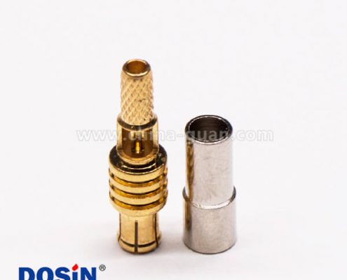 MCX連接器直式公頭鍍金開天窗壓接式連接器