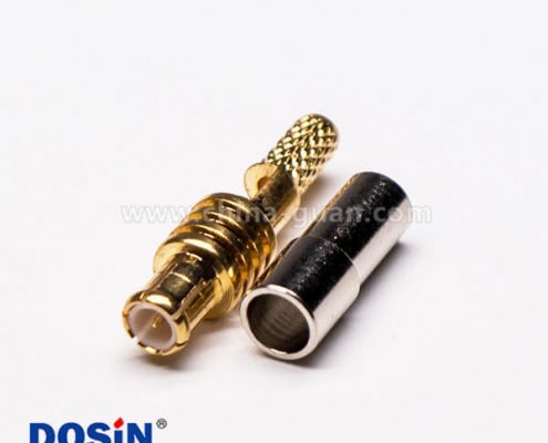 MCX連接器直式公頭鍍金開天窗壓接式連接器