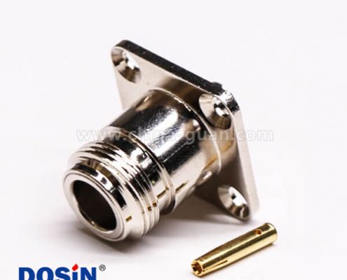 法蘭N型射頻接頭rf直式母頭四孔法蘭焊接式