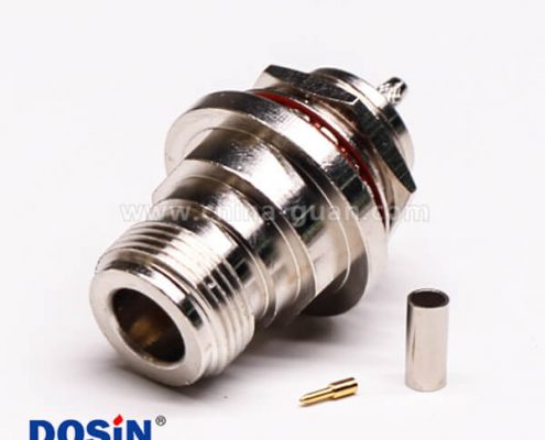 n型同軸連接器直式180度穿墻公頭公針壓接式接線