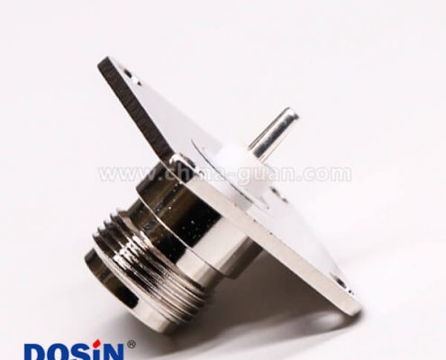 法蘭n型射頻接頭母頭直式4孔法蘭面板安裝