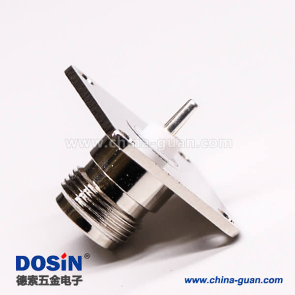 法蘭n型射頻接頭母頭直式4孔法蘭面板安裝