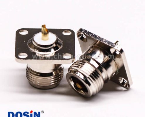 帶法蘭連接器母端N頭直式四孔法蘭焊接式