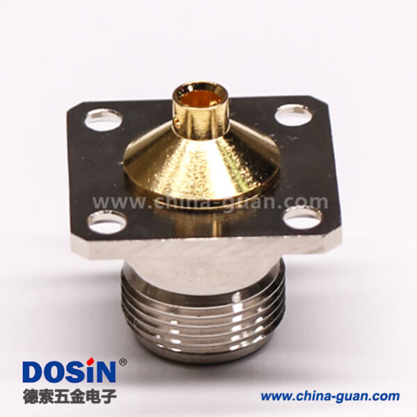 59-2 N型連接器焊接接同軸線纜直式母頭四孔法蘭