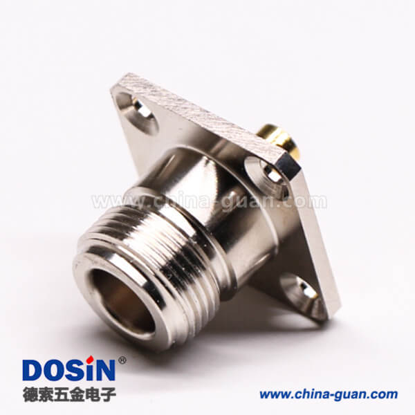 59 N型連接器焊接接同軸線纜直式母頭四孔法蘭
