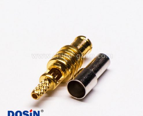 MCX公頭180度直式鍍金開天窗壓接式