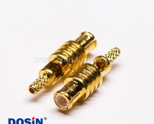 MCX公頭180度直式鍍金開天窗壓接式