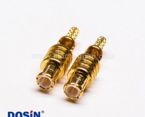 MCX公頭180度直式鍍金開天窗壓接式