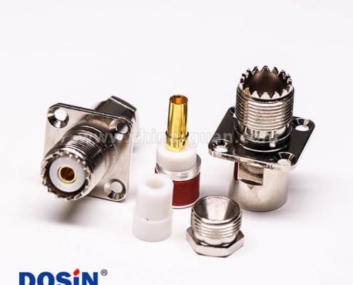 uhf同軸連接器母頭直式UHF-SL16-J-4螺母鎖緊帶法蘭接線