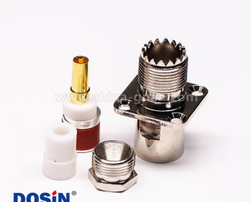 uhf同軸連接器母頭直式UHF-SL16-J-4螺母鎖緊帶法蘭接線