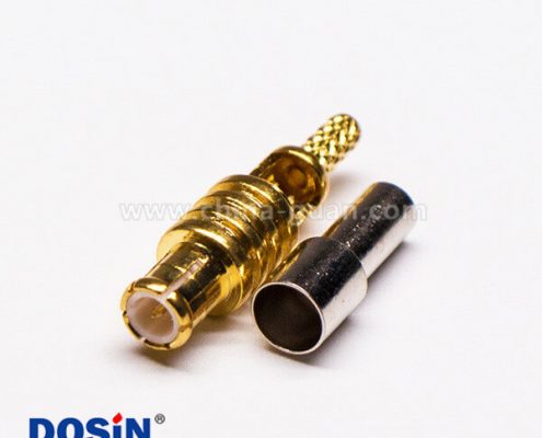 MCX公頭180度直式鍍金開天窗壓接式