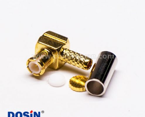 MCX彎形插頭公頭射頻連接器壓接式接線