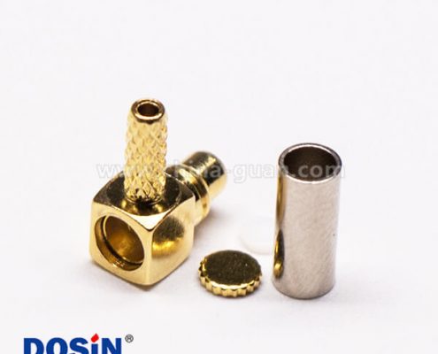 MMCX彎公頭鍍金壓接式射頻同軸線纜