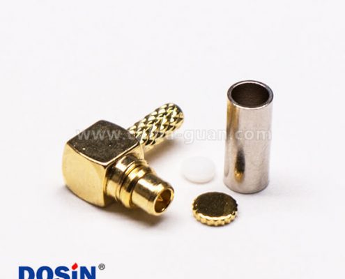 MMCX彎公頭鍍金壓接式射頻同軸線纜