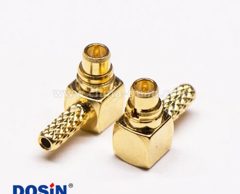 MMCX彎公頭鍍金壓接式射頻同軸線纜