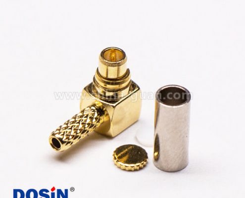 MMCX彎公頭鍍金壓接式射頻同軸線纜