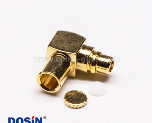 MMCX90度公座彎式接同軸線鍍金壓接式