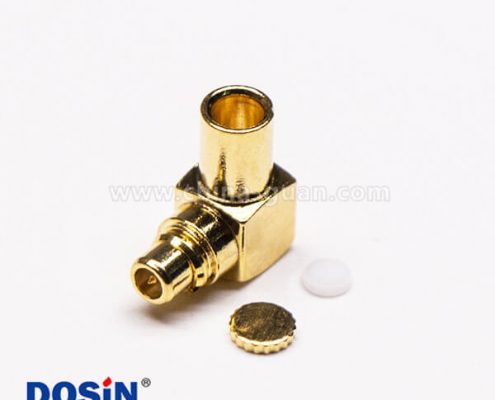 MMCX90度公座彎式接同軸線鍍金壓接式