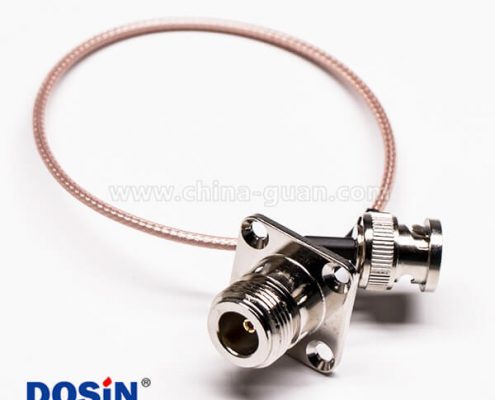 BNC電纜直式公頭轉(zhuǎn)4孔法蘭N母頭線材組裝壓接