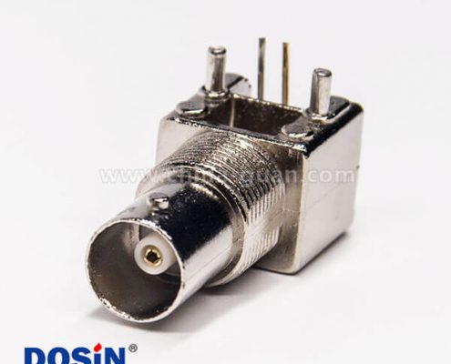 bnc穿墻座子彎式母頭連接器插板接PCB板