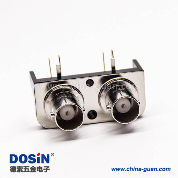 31-2 BNC塑料外殼雙母頭彎式連接器穿孔接PCB板