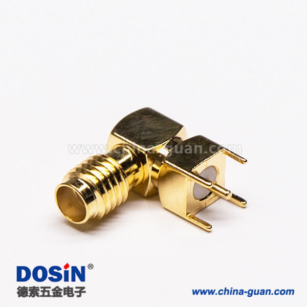 5-2 SSMA彎式插座母頭母針射頻連接器穿孔接PCB板