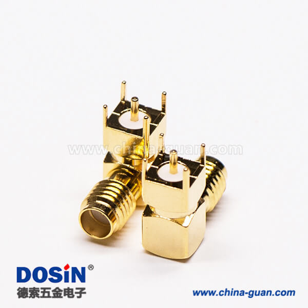 5-3 SSMA彎式插座母頭母針射頻連接器穿孔接PCB板